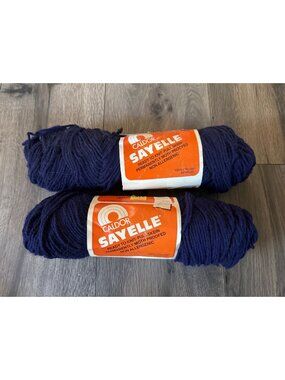 Caldor Sayelle Navy Yarn 2 Skeins 100% Orlon Acrylic Non-Allergenic Dye Lot 1711
